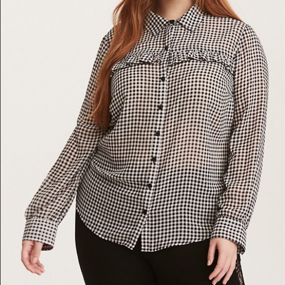 Torrid Gingham Button Blouse